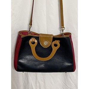 VTG  La Tour Eiffel Leather Crossbody Hand Bag Adjustable Color block Multicolor